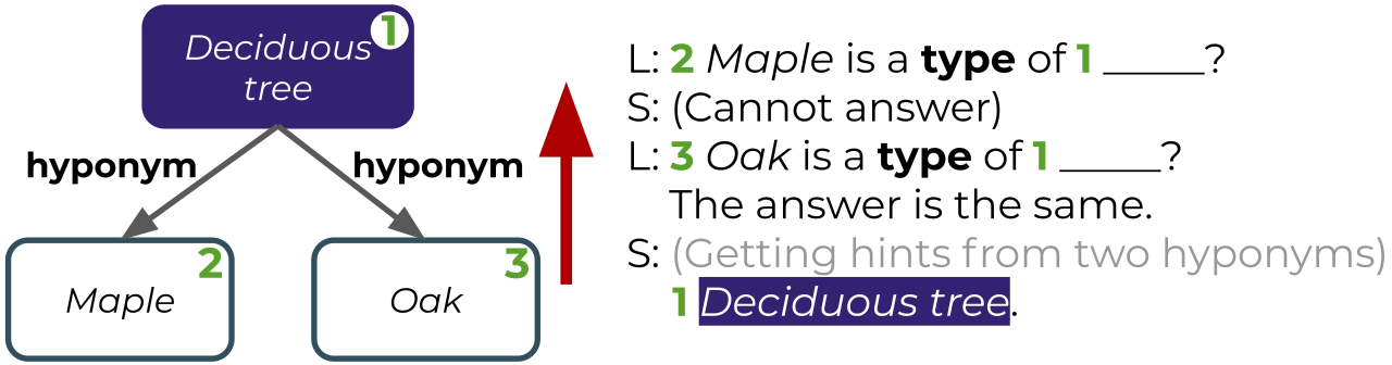 Three components: Deciduous tree, Maple, and Oak. Scaffolding prompts between lecturer and student.